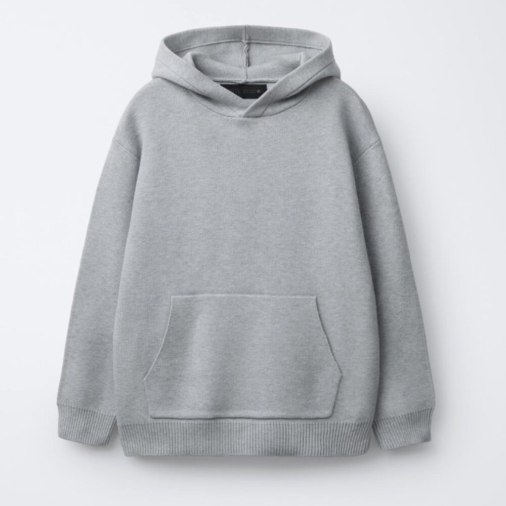 NWT KIDS SOFT KNIT HOODIE SWEATER- Heather grey size 6-7